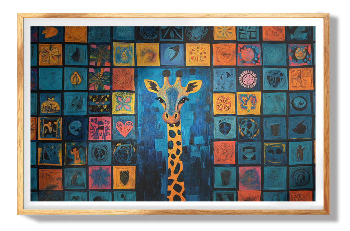 Colorful Patchwork Giraffe African American canvas print view 73