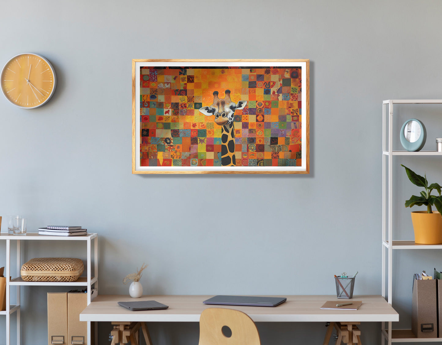 Blue Moon Giraffe Safari Black African American canvas print view 78