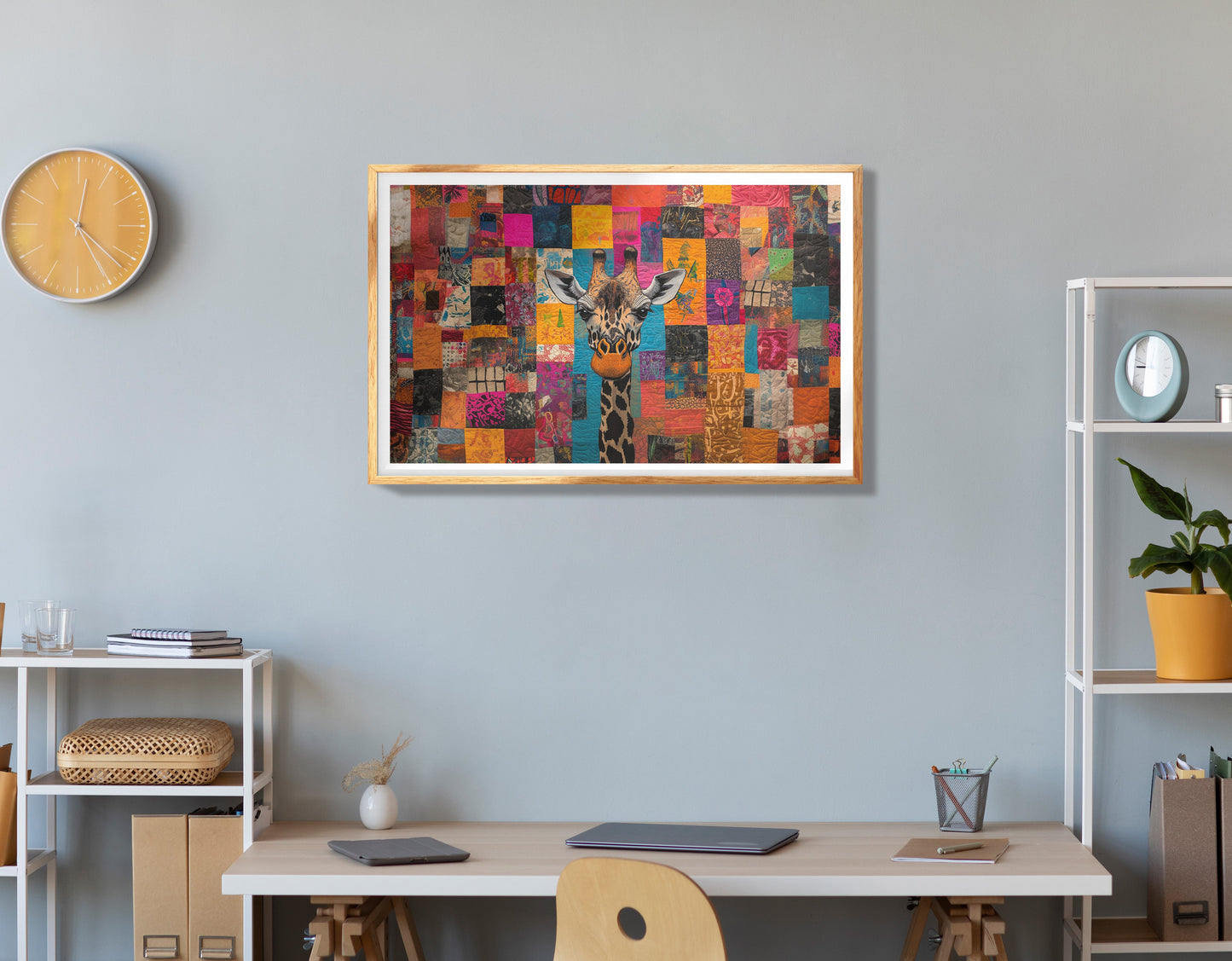 Giraffe Family Floral African American canvas print view 78