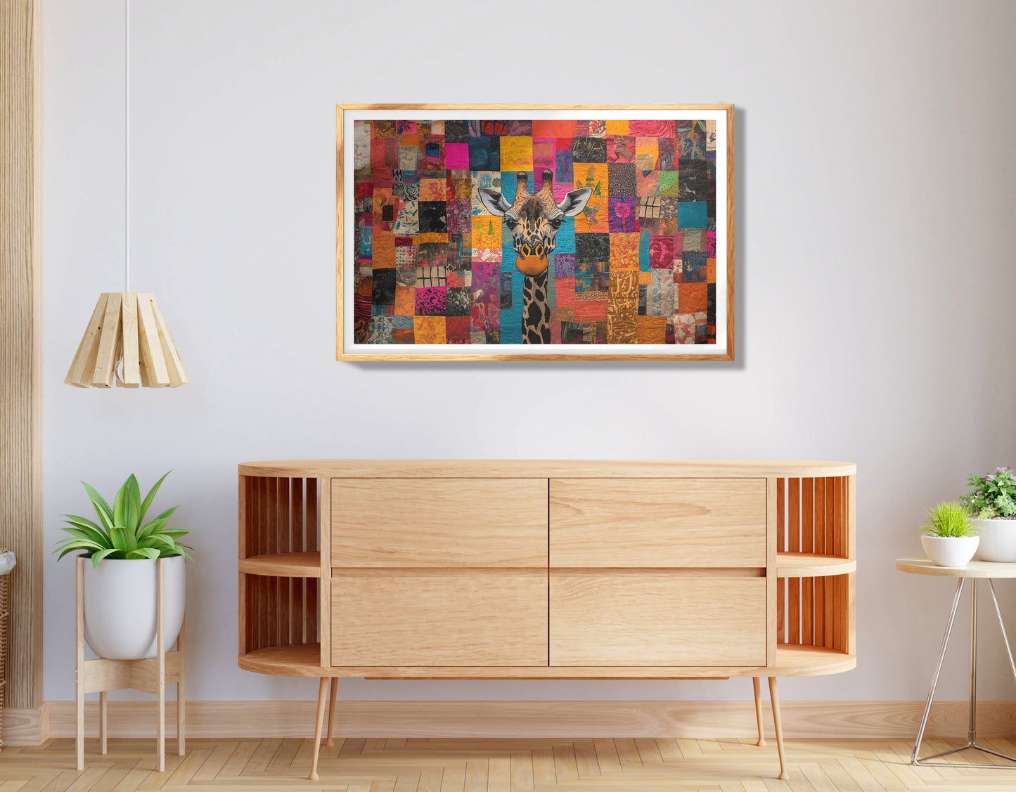 Giraffe Family Floral African American canvas print view 74