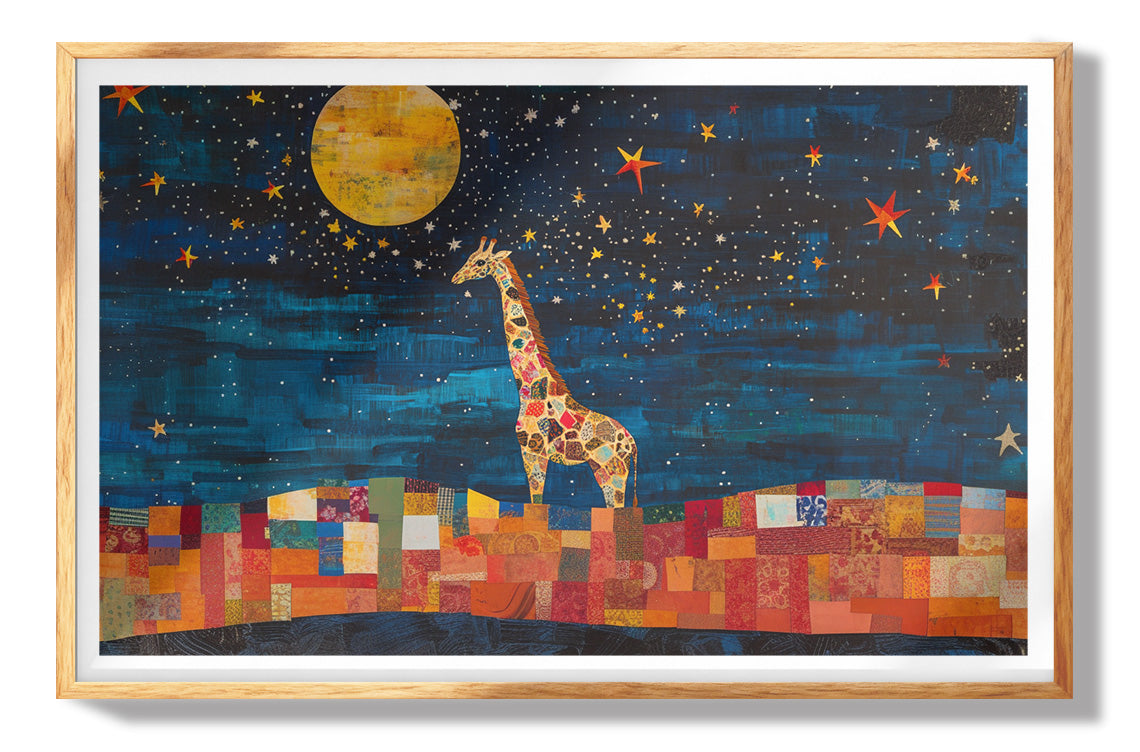 Bright Patchwork Giraffe Black African American canvas print view 73