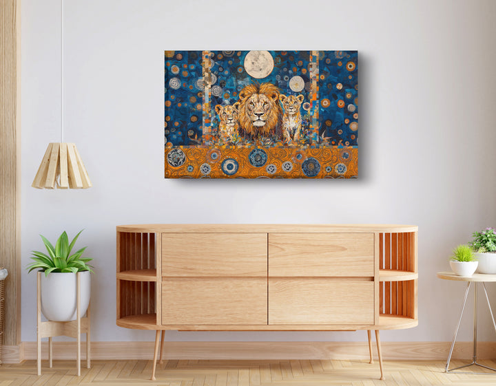 Lion Family Moonlight African American Wall Art