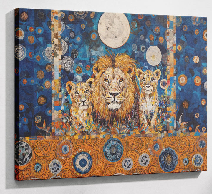 Lion Family Moonlight African American canvas print canvas print with visible wall art format