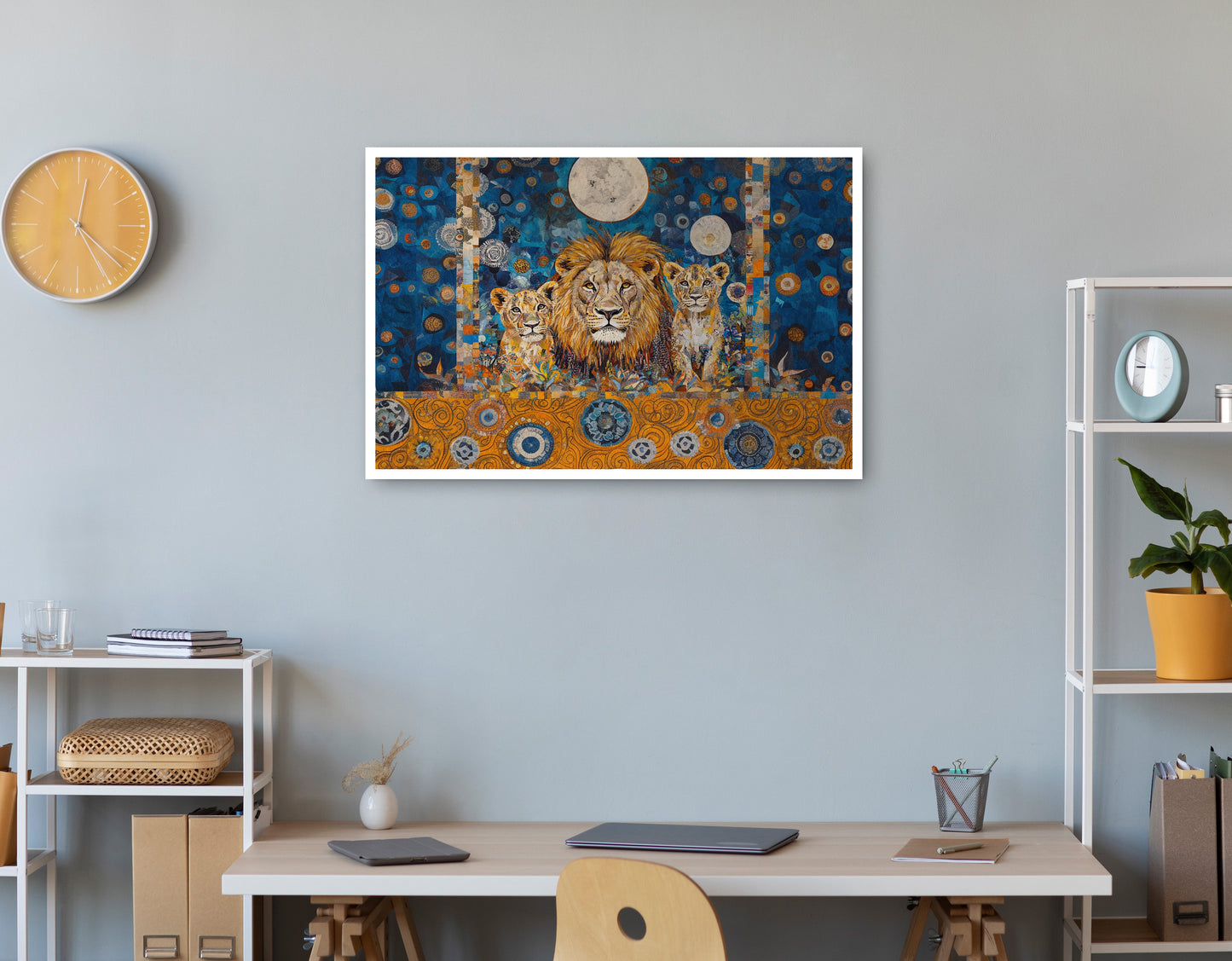 Lion Family Moonlight African American canvas print print view