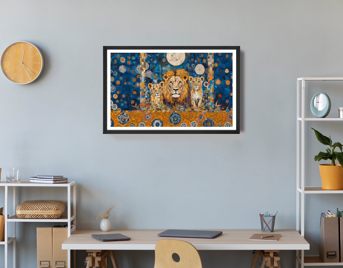 Lion Family Moonlight African American canvas print view 72