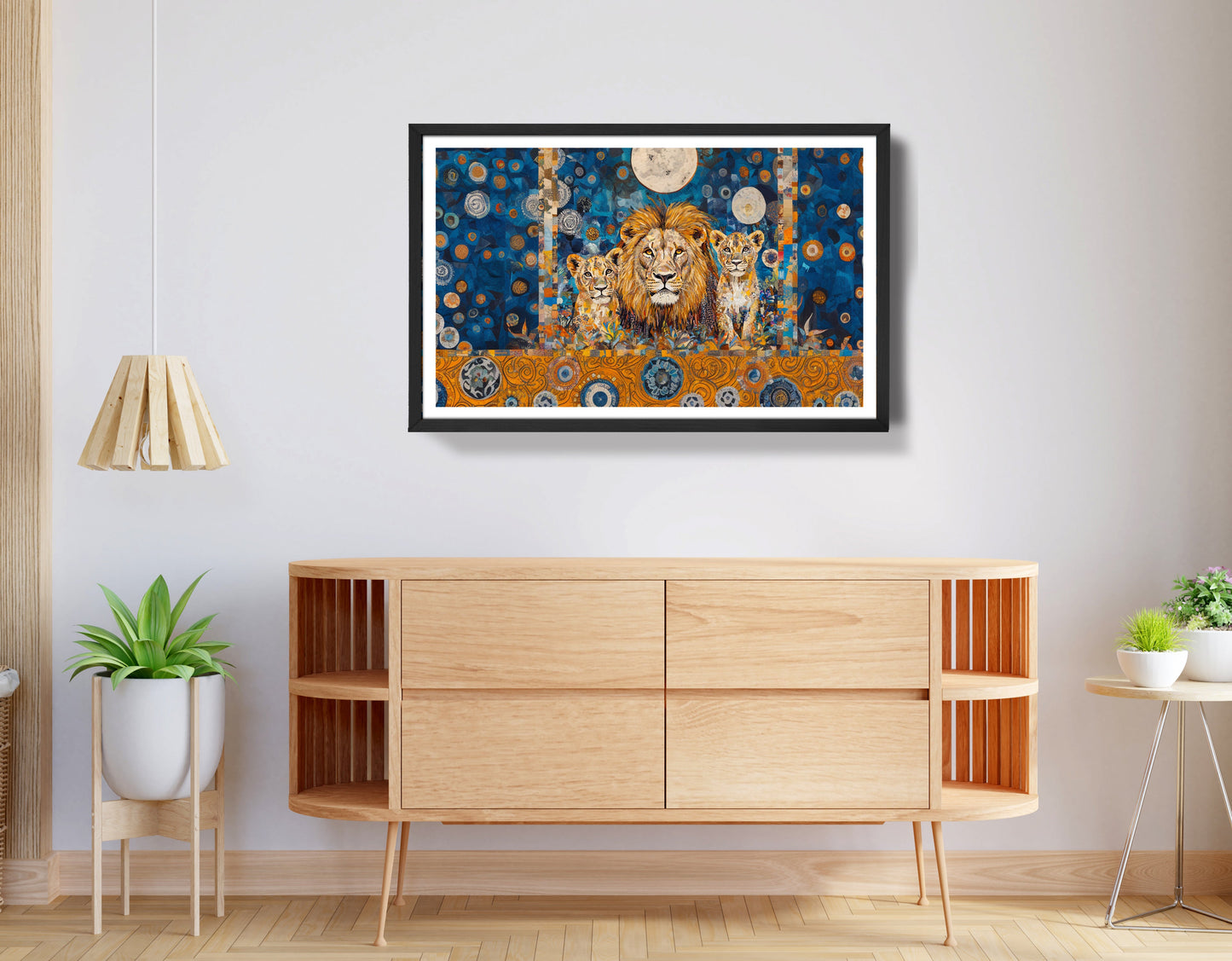 Lion Family Moonlight African American canvas print view 68
