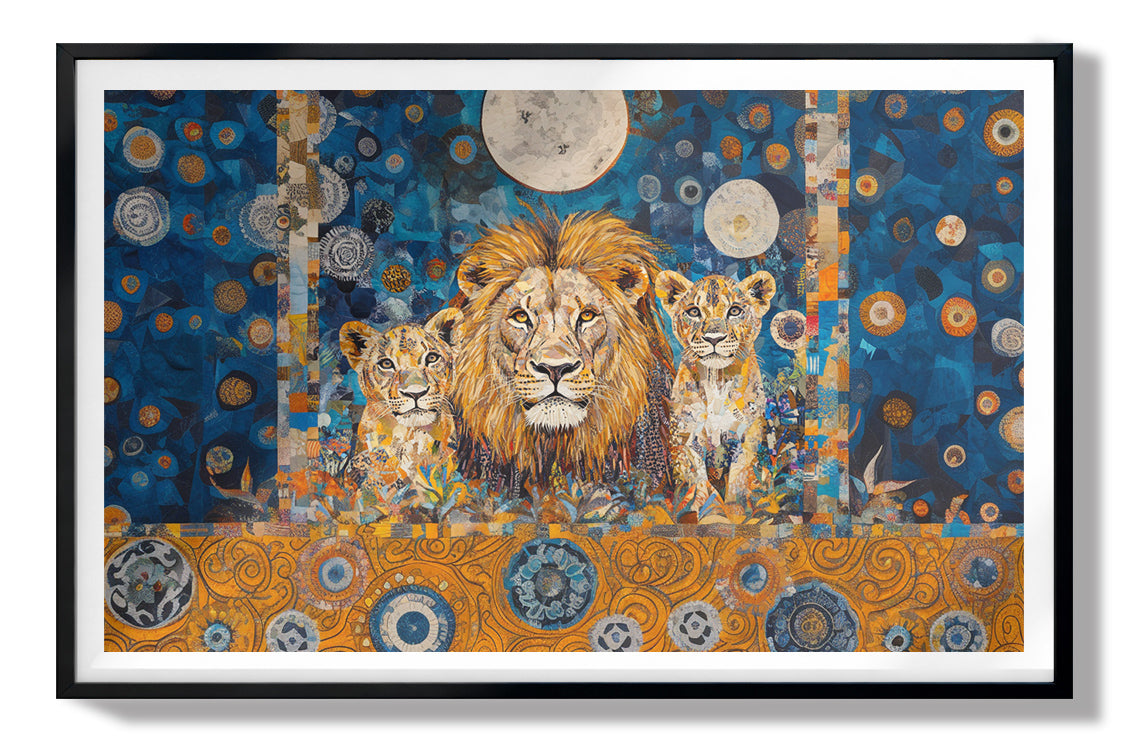 Lion Family Moonlight African American canvas print view 67