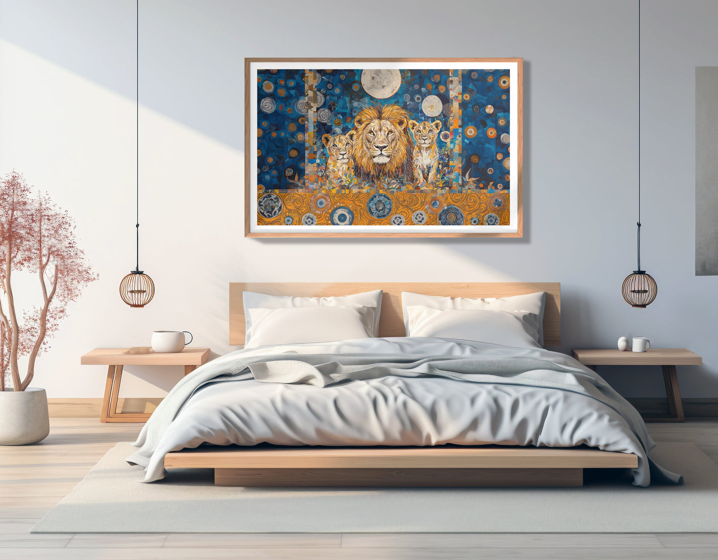 Lion Family Moonlight African American canvas print view 81