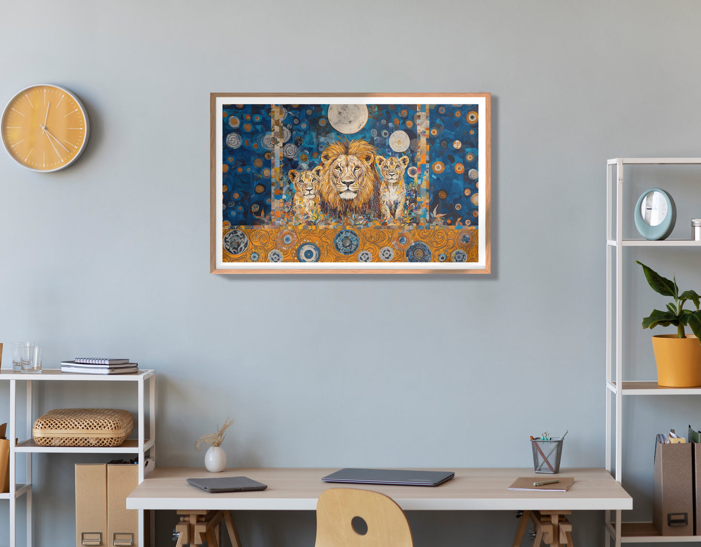 Lion Family Moonlight African American canvas print view 84