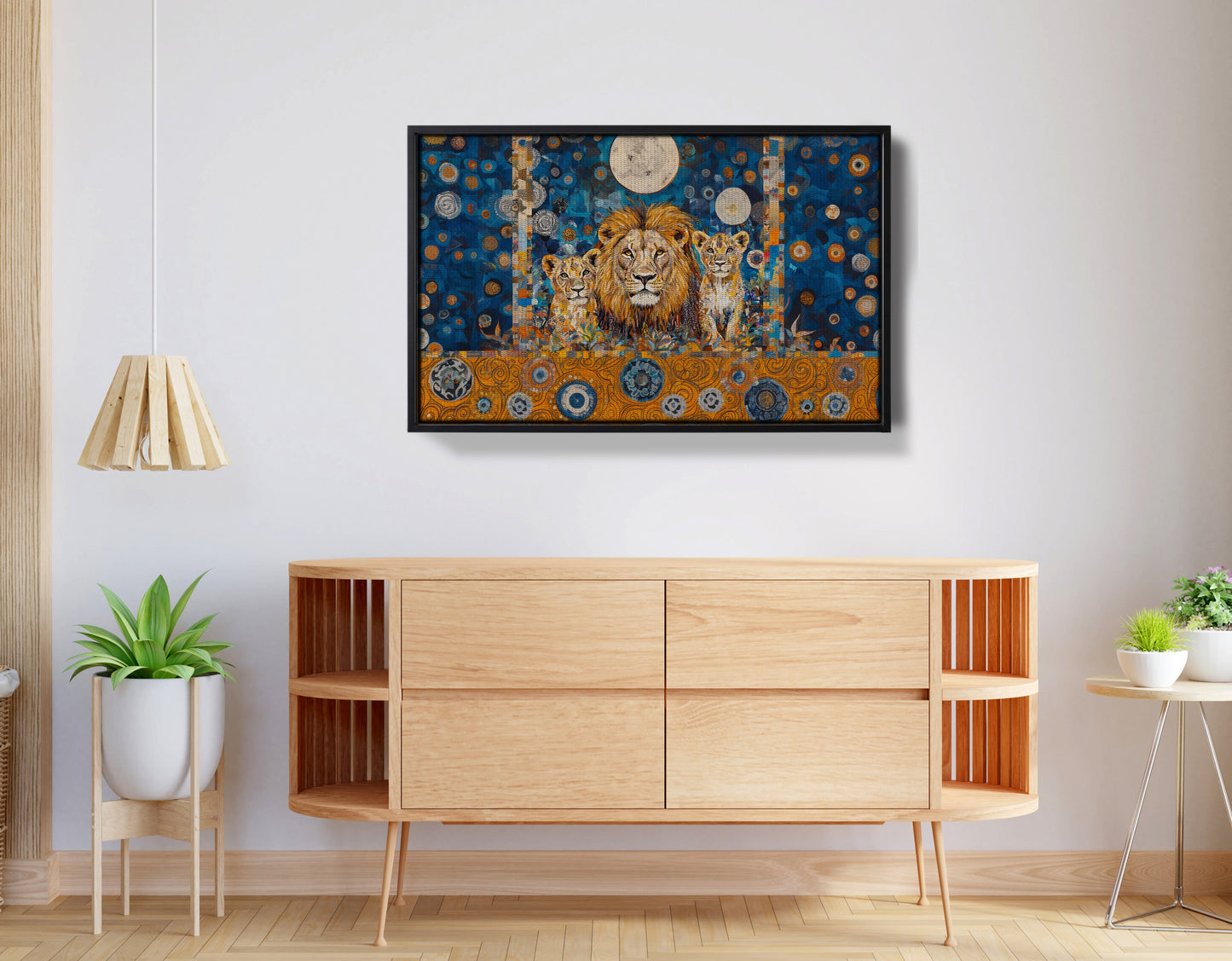 Lion Family Moonlight African American canvas print view 26