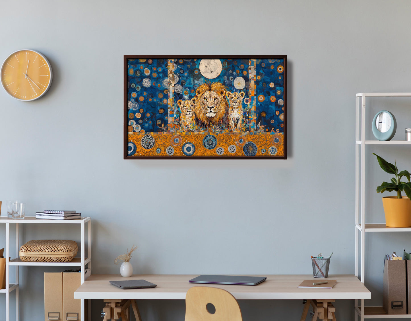 Lion Family Moonlight African American canvas print view 36