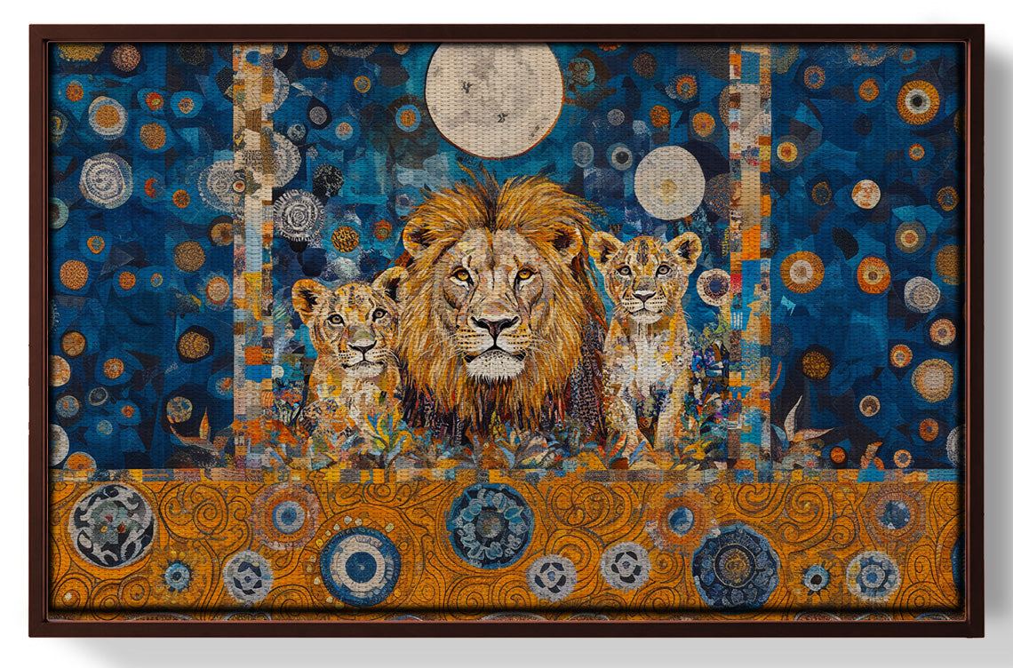 Lion Family Moonlight African American canvas print view 31