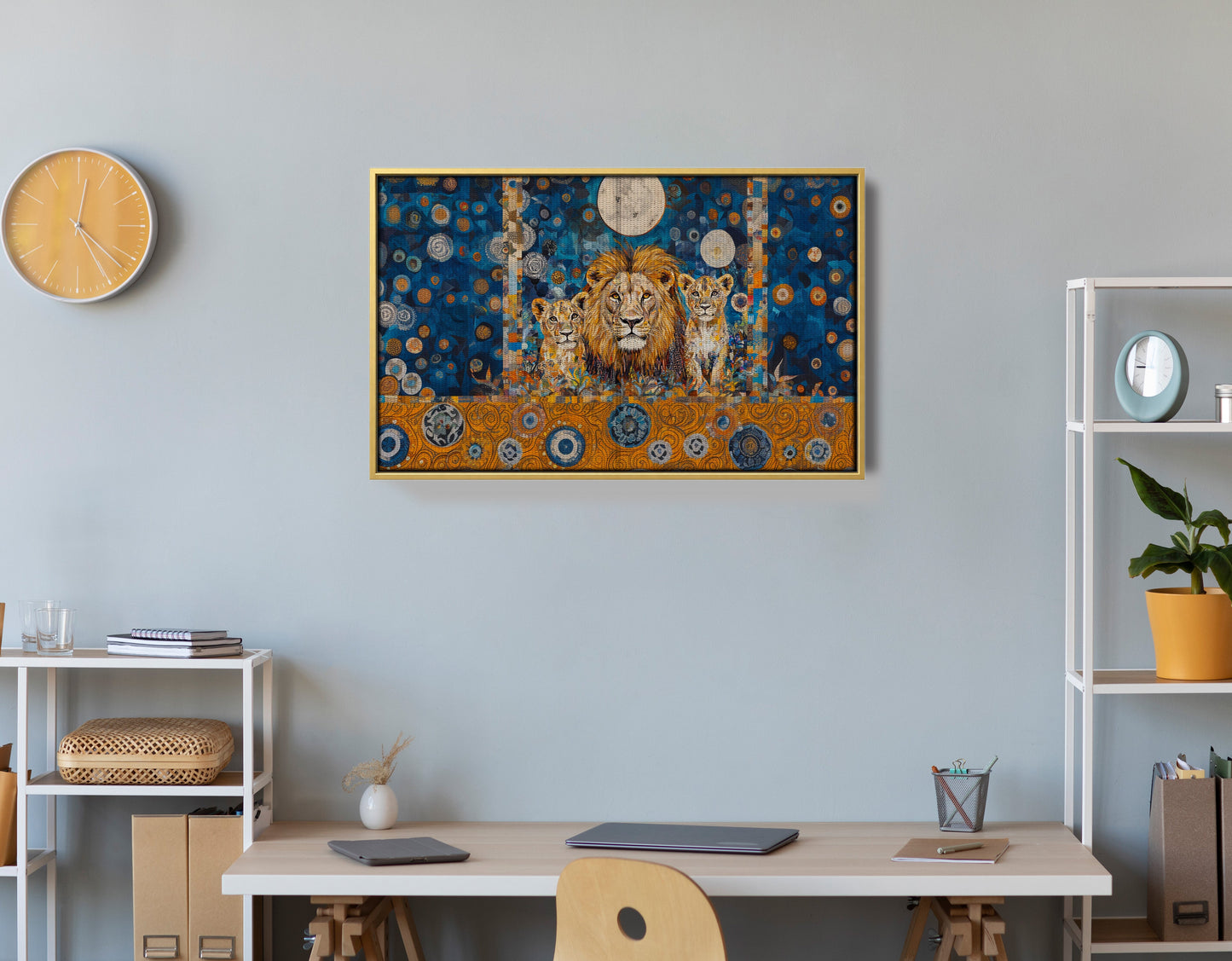 Lion Family Moonlight African American canvas print view 42