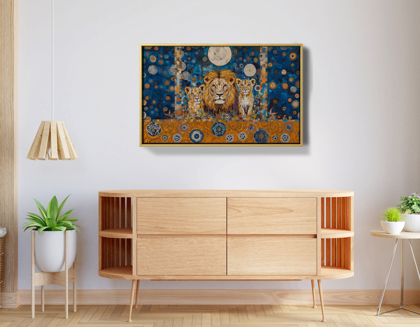 Lion Family Moonlight African American canvas print view 38
