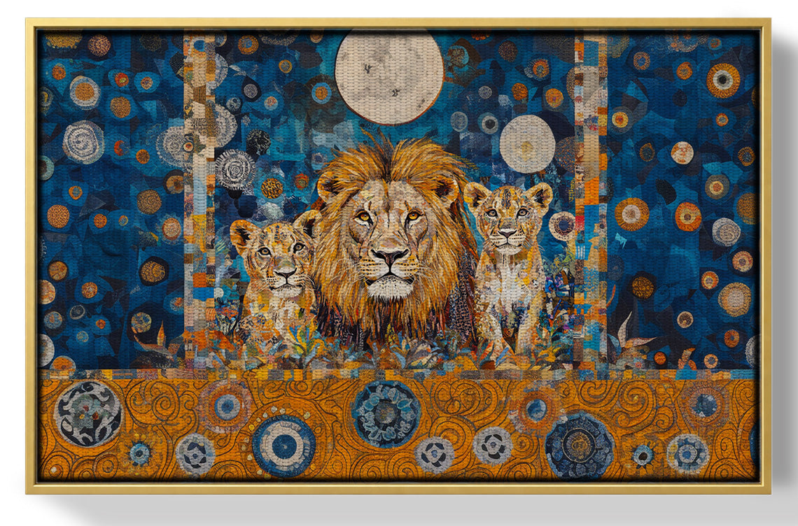 Lion Family Moonlight African American canvas print view 37