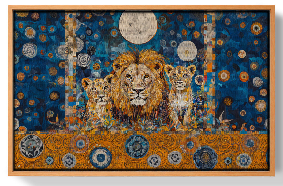 Lion Family Moonlight African American canvas print view 43