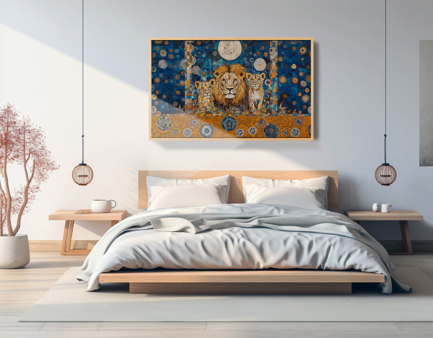 Lion Family Moonlight African American canvas print view 51