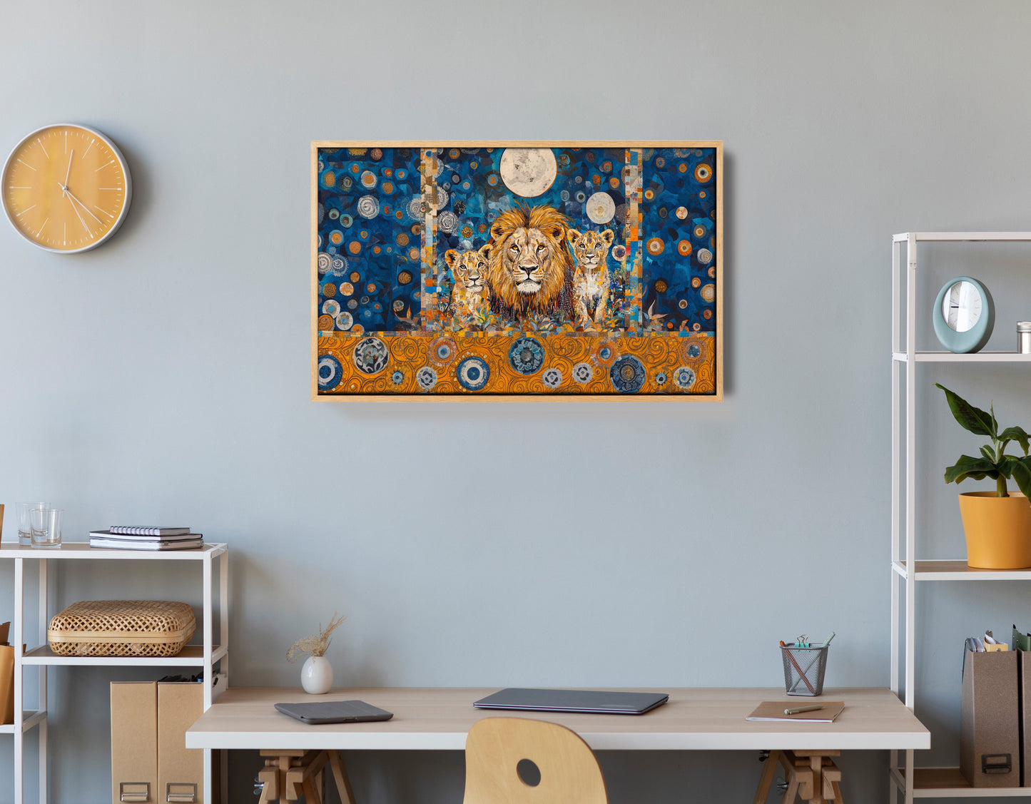 Lion Family Moonlight African American canvas print view 54
