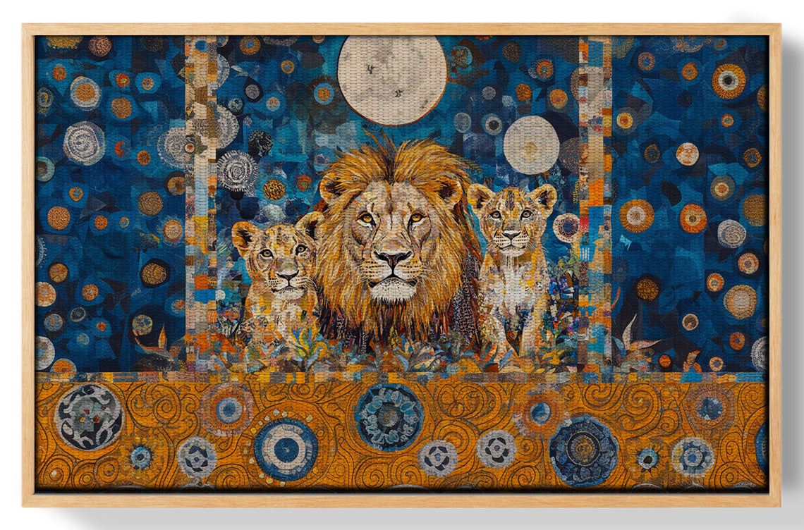 Lion Family Moonlight African American canvas print view 49
