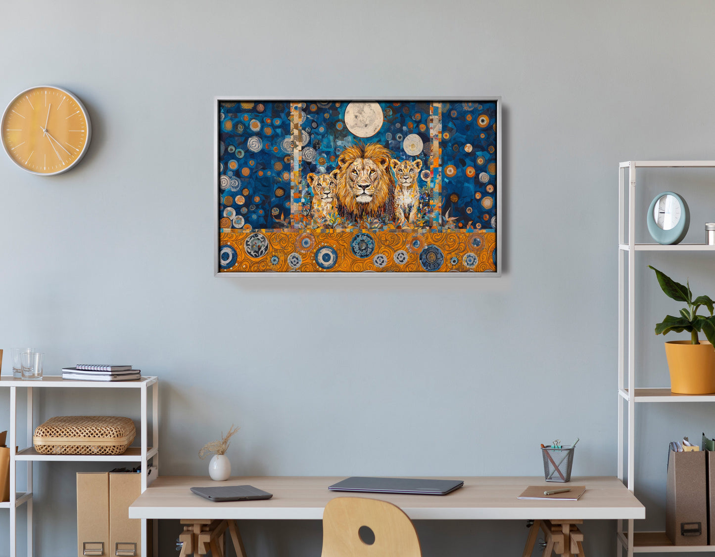 Lion Family Moonlight African American canvas print view 60