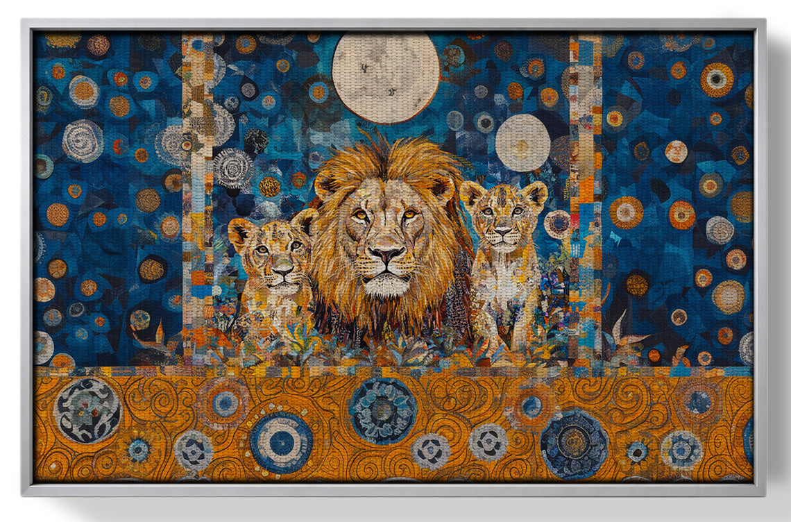 Lion Family Moonlight African American canvas print view 55