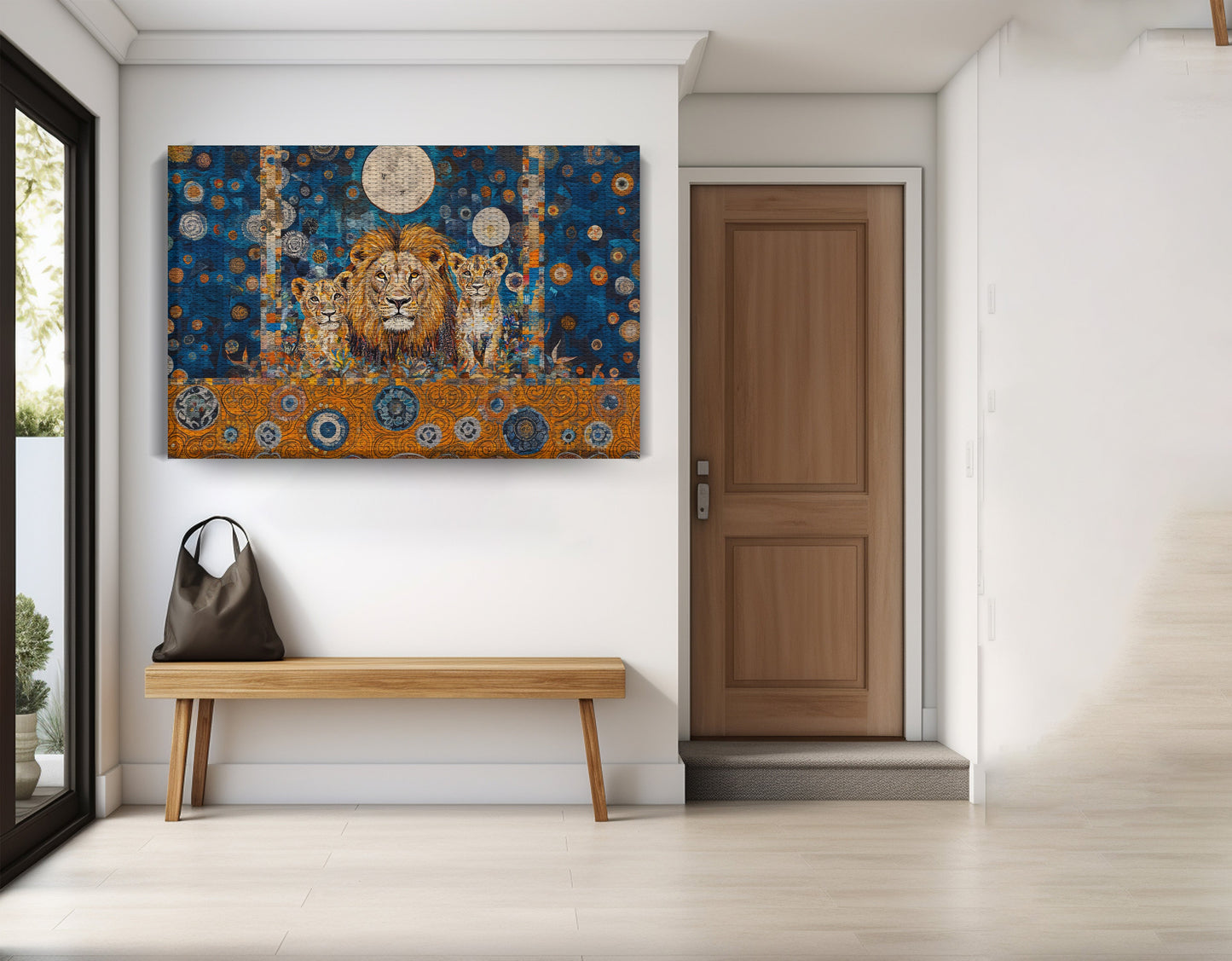 Lion Family Moonlight African American canvas print view 17