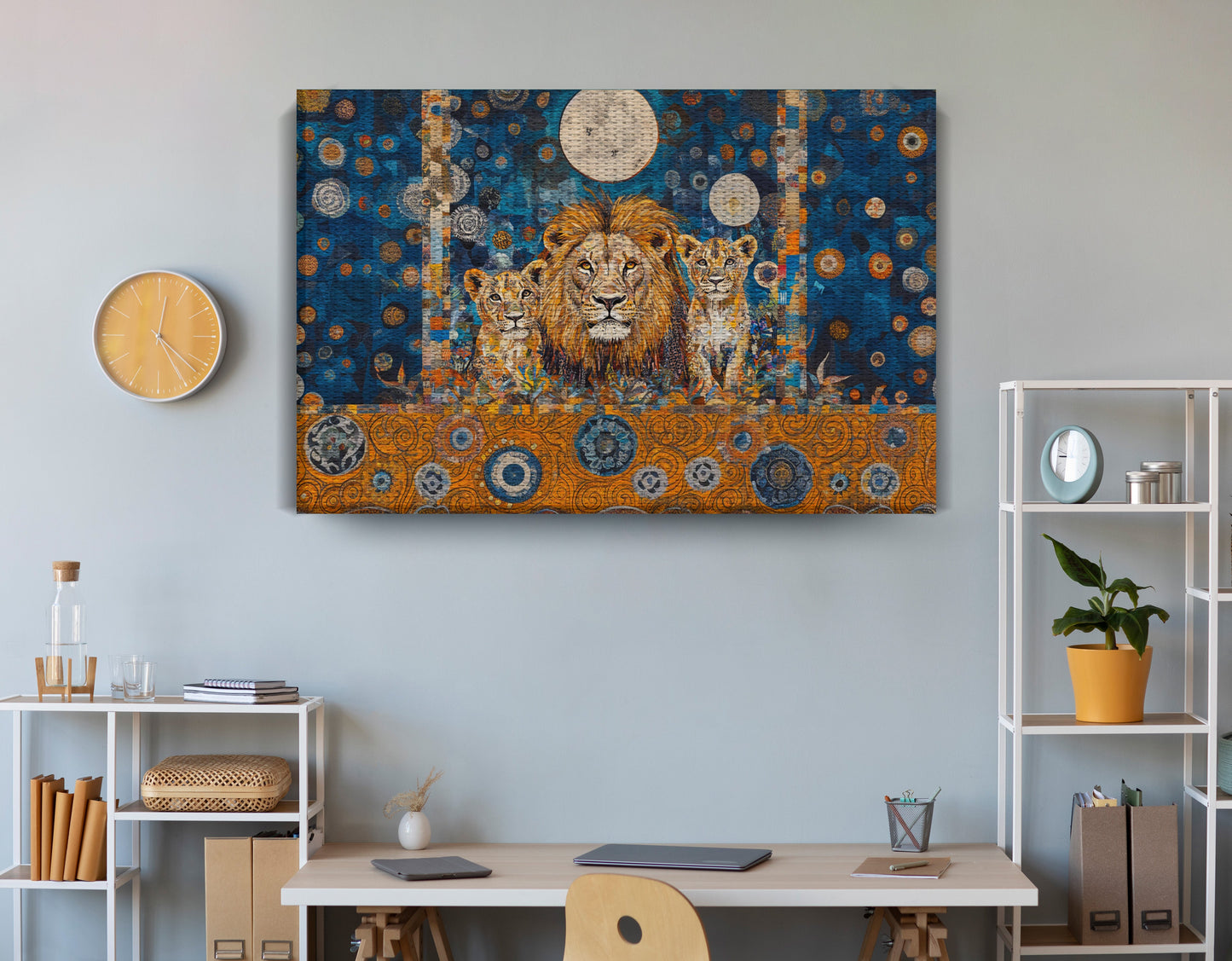 Lion Family Moonlight African American canvas print view 18