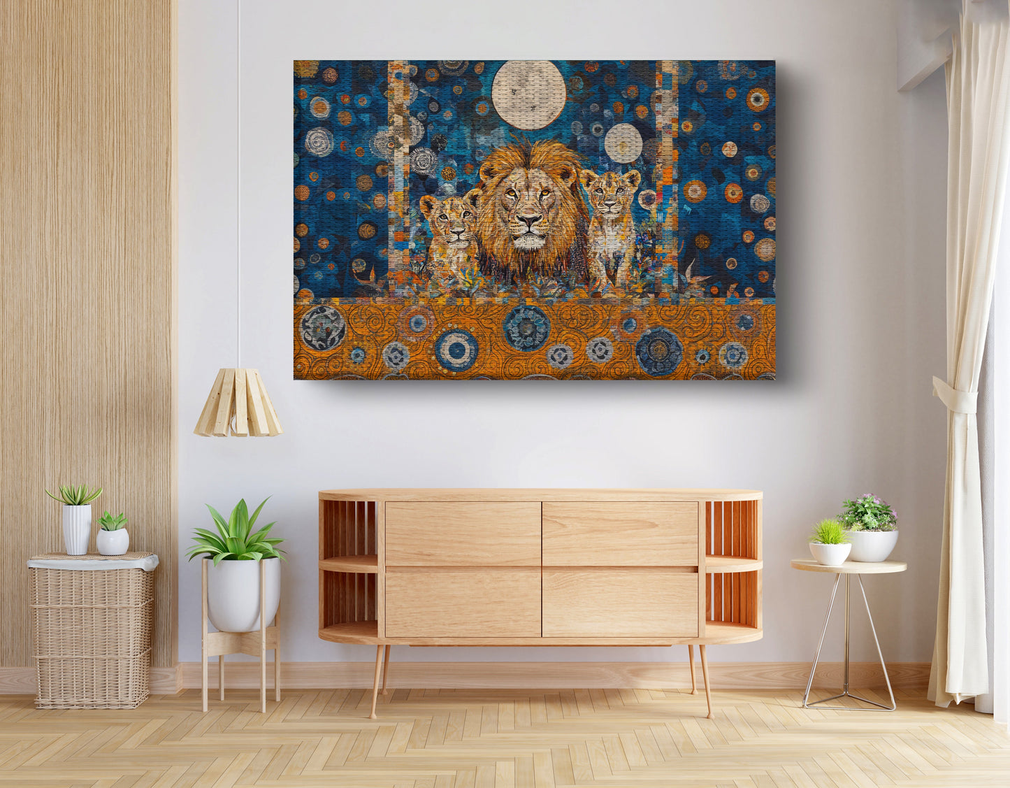 Lion Family Moonlight African American canvas print view 14