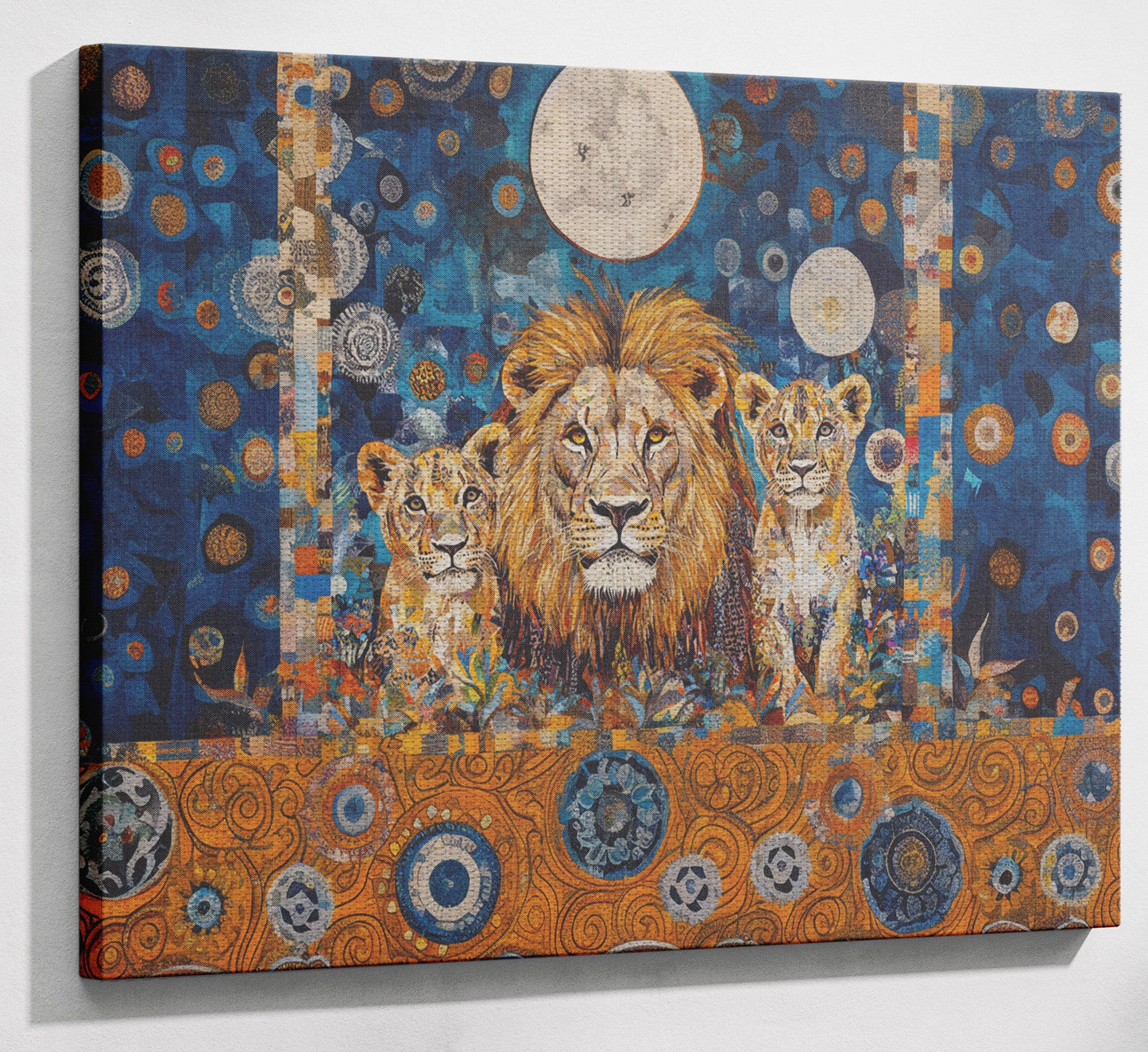 Lion Family Moonlight African American canvas print view 13