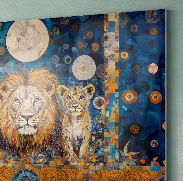 Lion Family Moonlight African American canvas print view 22