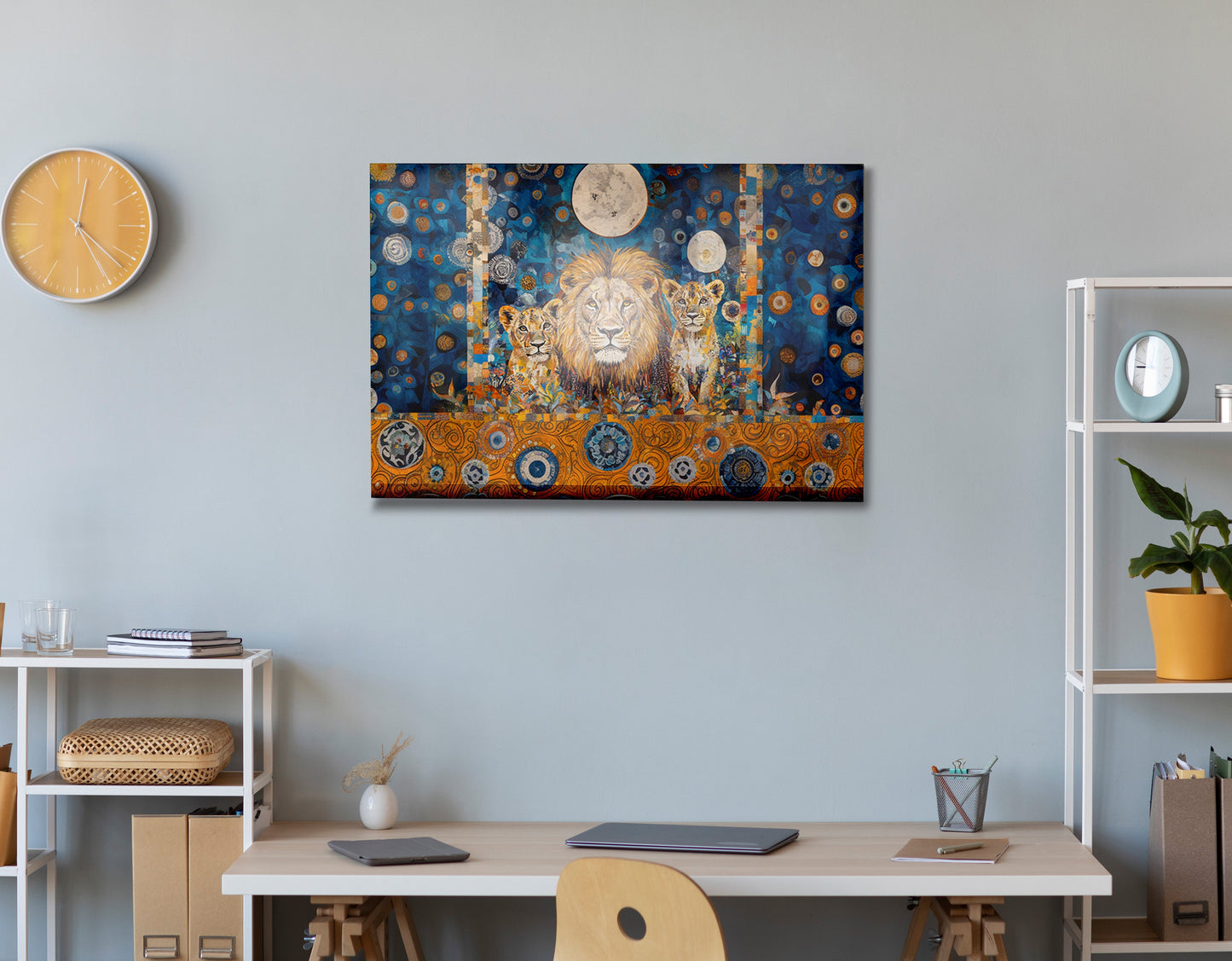 Lion Family Moonlight African American canvas print view 24
