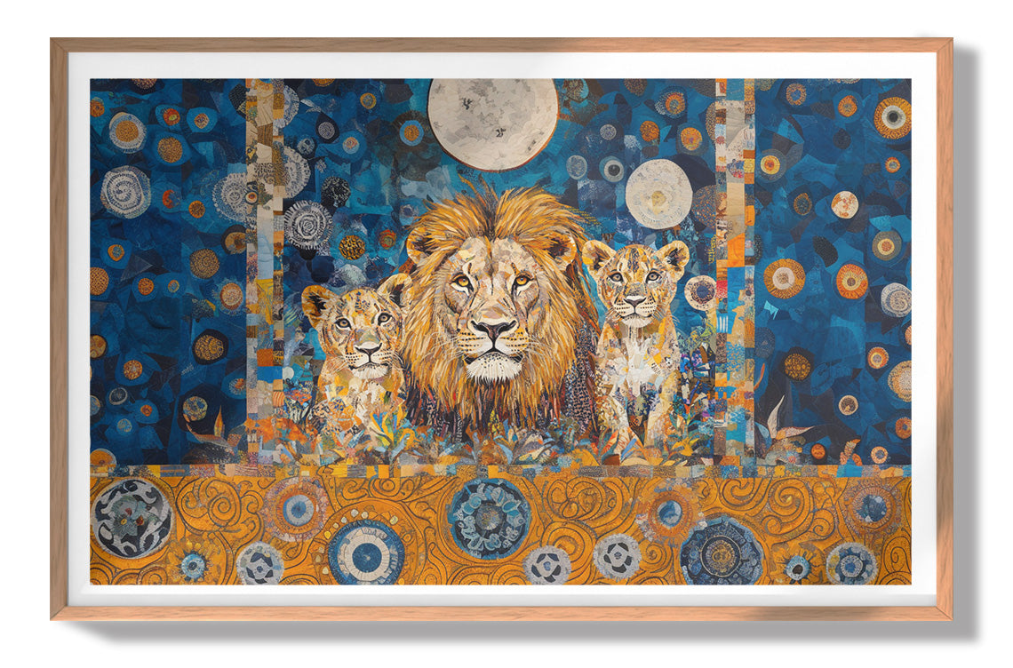 Lion Family Moonlight African American canvas print view 79
