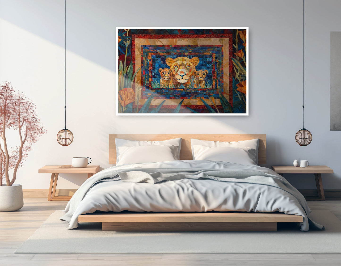 Lion Family Safari Black African American canvas print artwork view