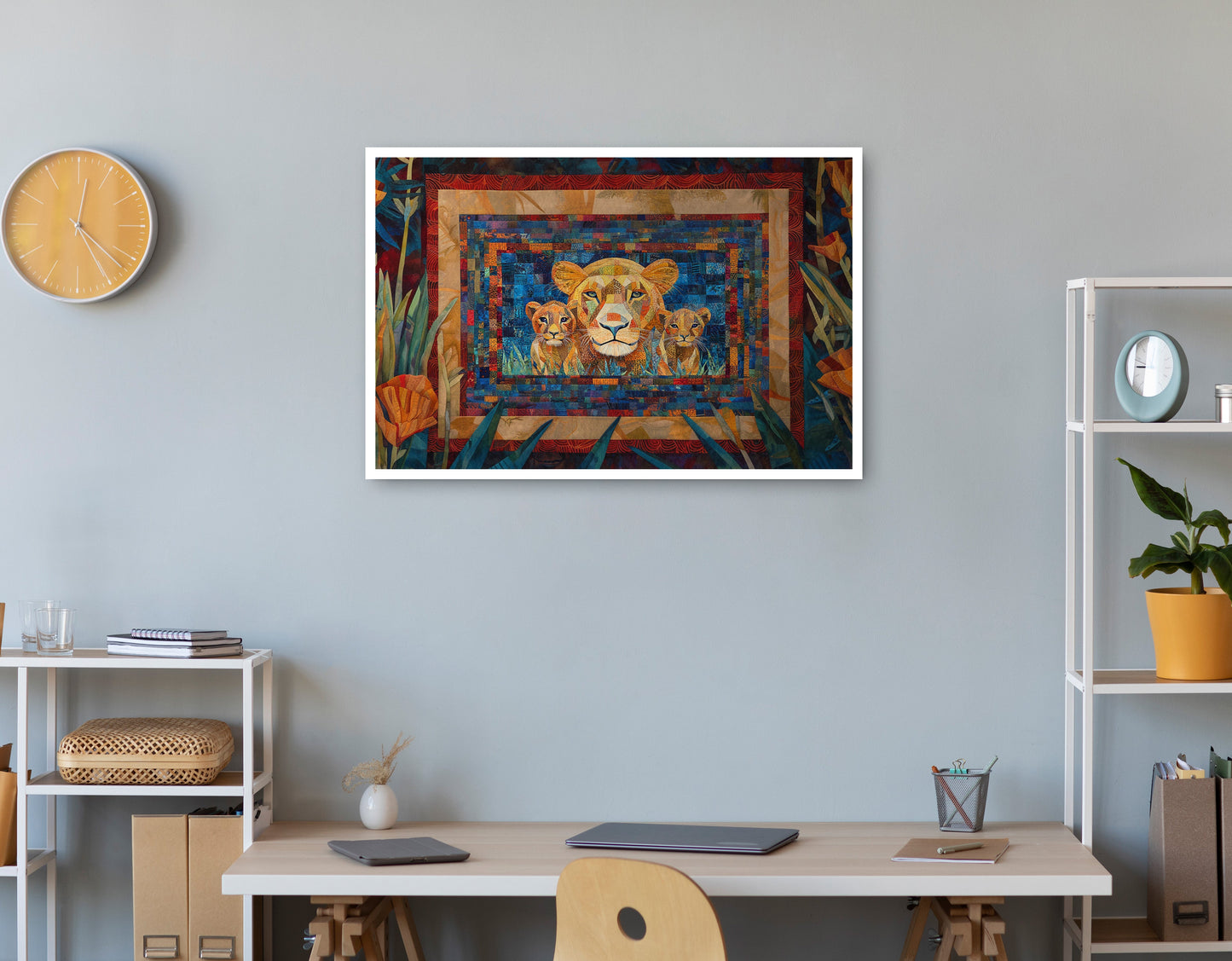 Lion Family Safari Black African American canvas print print view