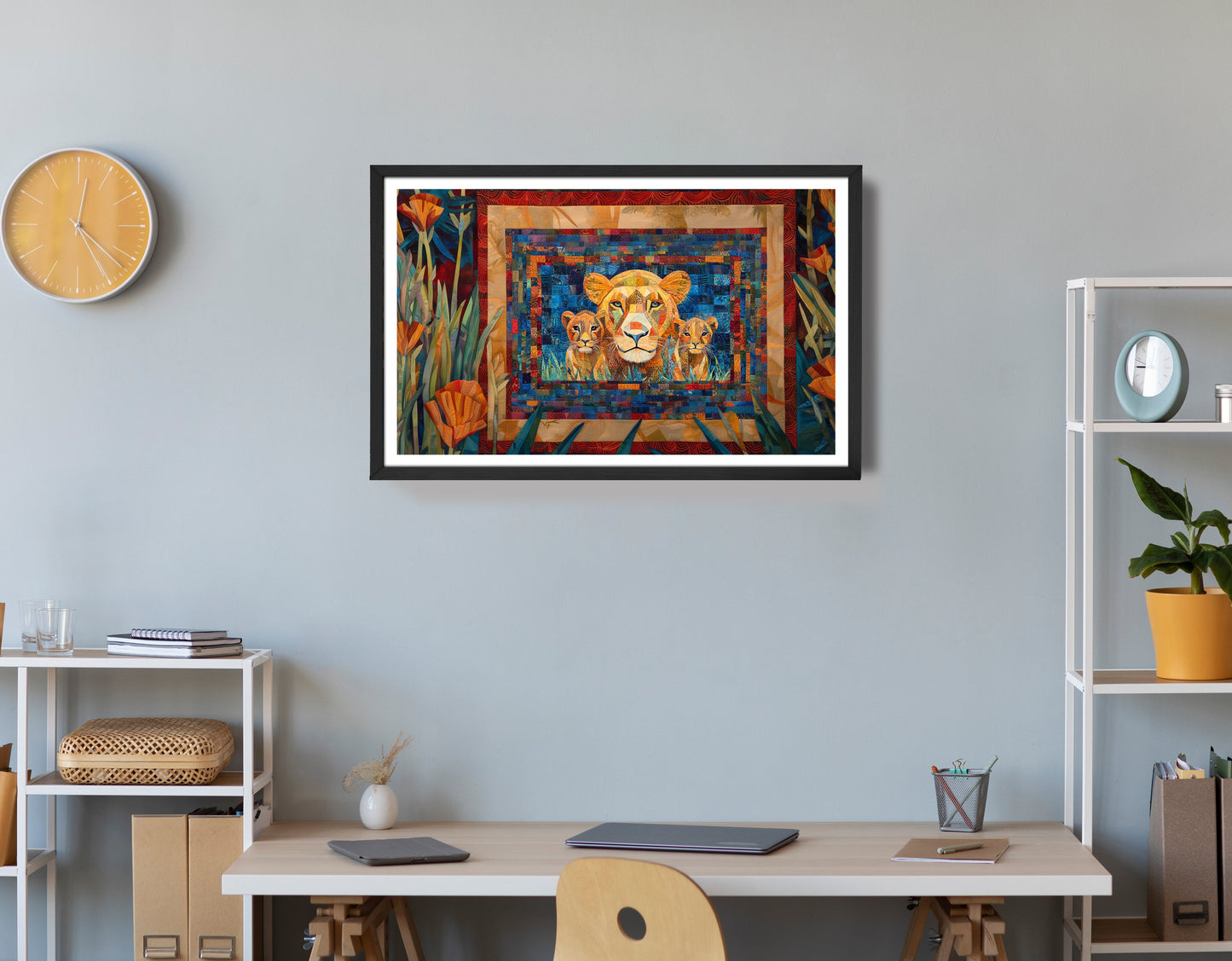 Lion Family Safari Black African American canvas print view 72