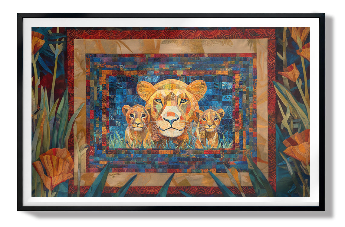 Lion Family Safari Black African American canvas print view 67