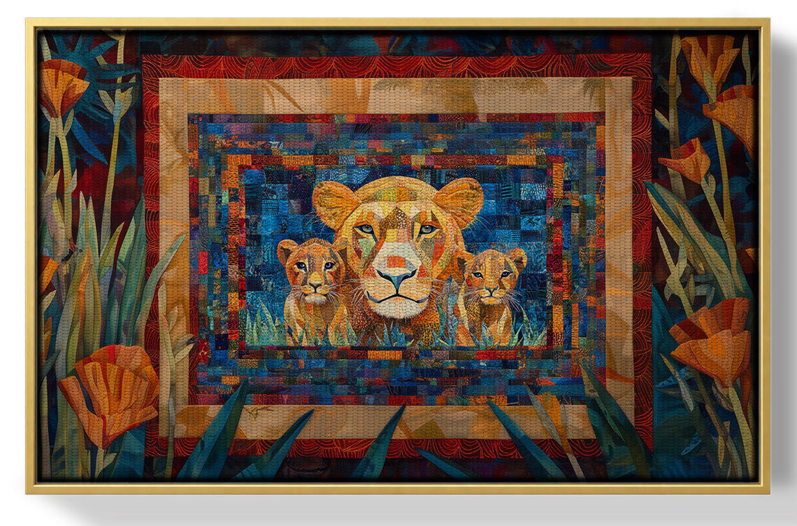 Lion Family Safari Black African American canvas print view 37