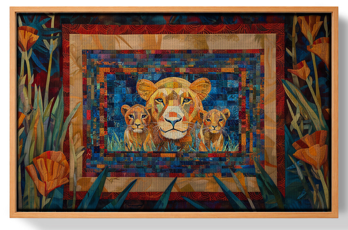 Lion Family Safari Black African American canvas print view 43