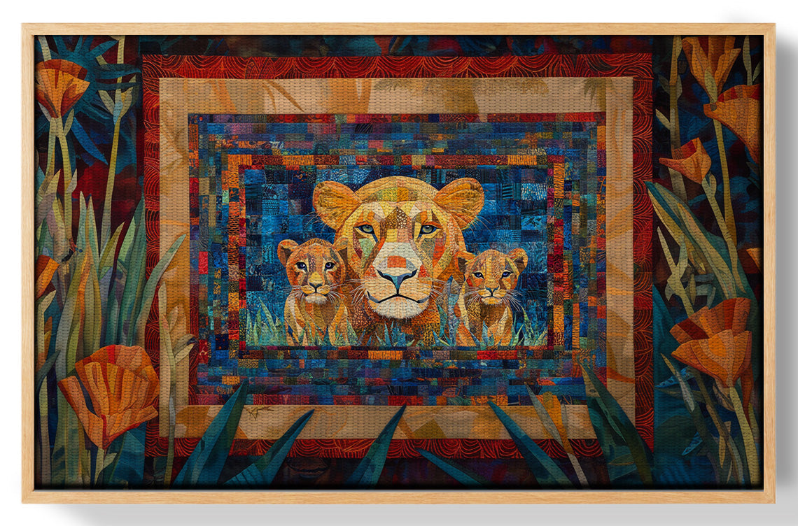 Lion Family Safari Black African American canvas print view 49