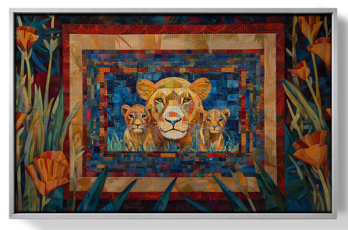 Lion Family Safari Black African American canvas print view 55