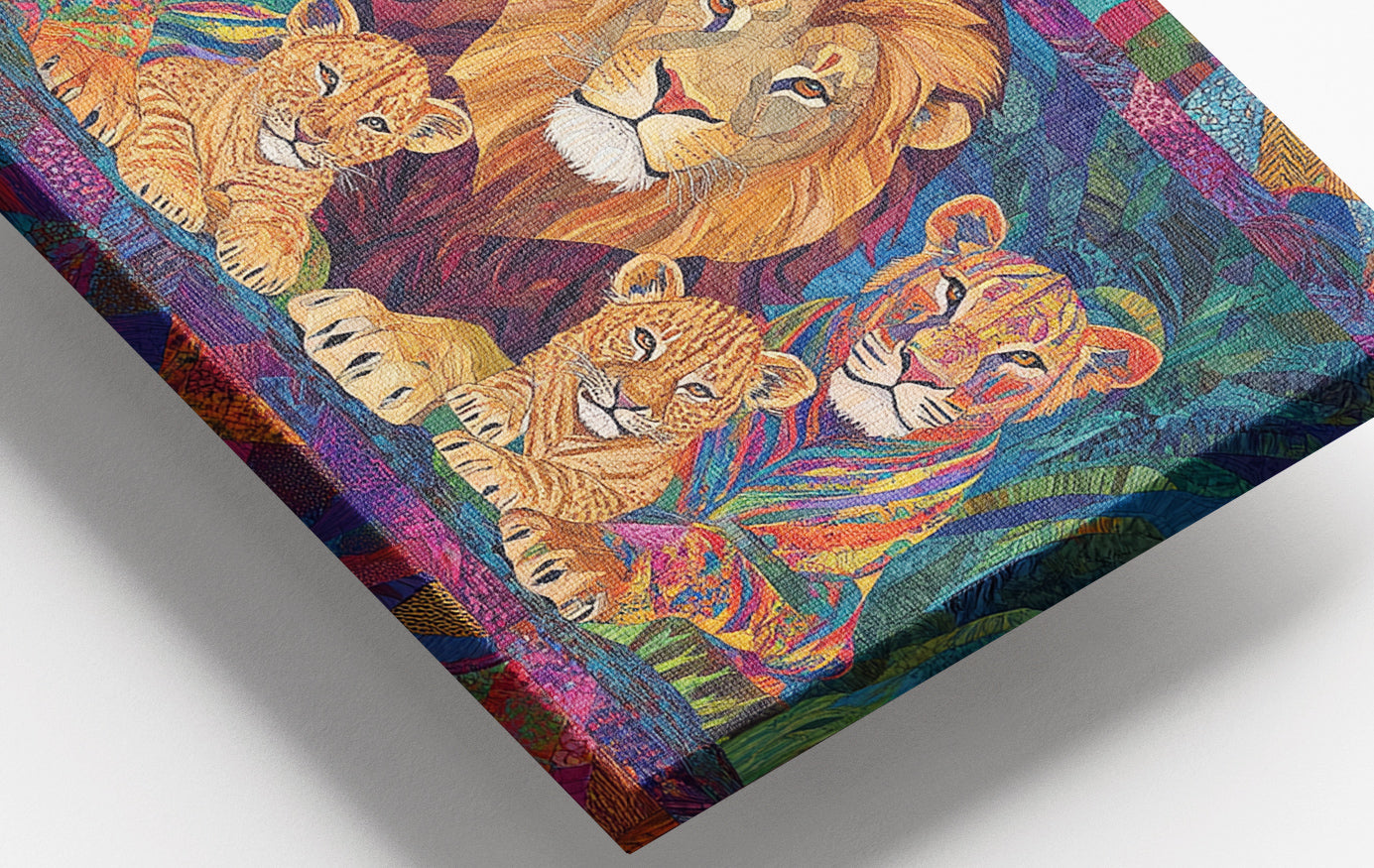Close-up of Lion Pride Jungle African American canvas print detail