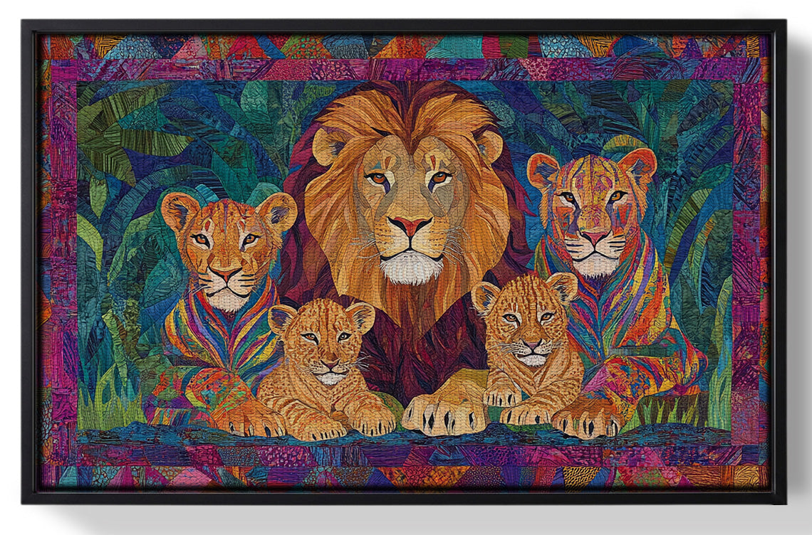 Framed Lion Pride Jungle African American canvas print for home decor