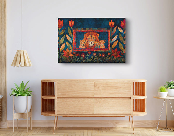 Lion Family Tropical African American Wall Art