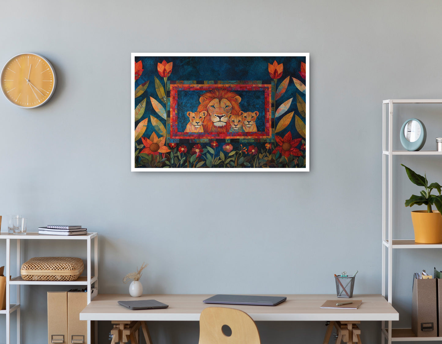Lion Family Tropical Caribbean wall art print view