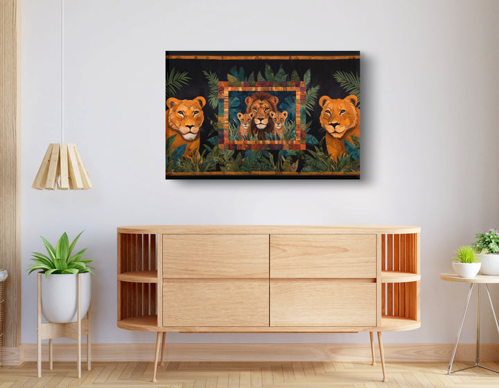 Lion Pride Framed Jungle Black Wall Art