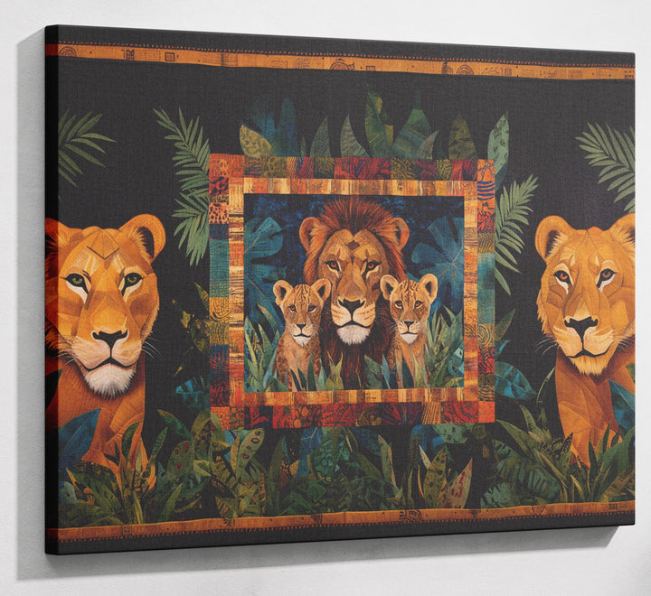 Lion Pride Jungle Black African American canvas print canvas print with visible wall art format