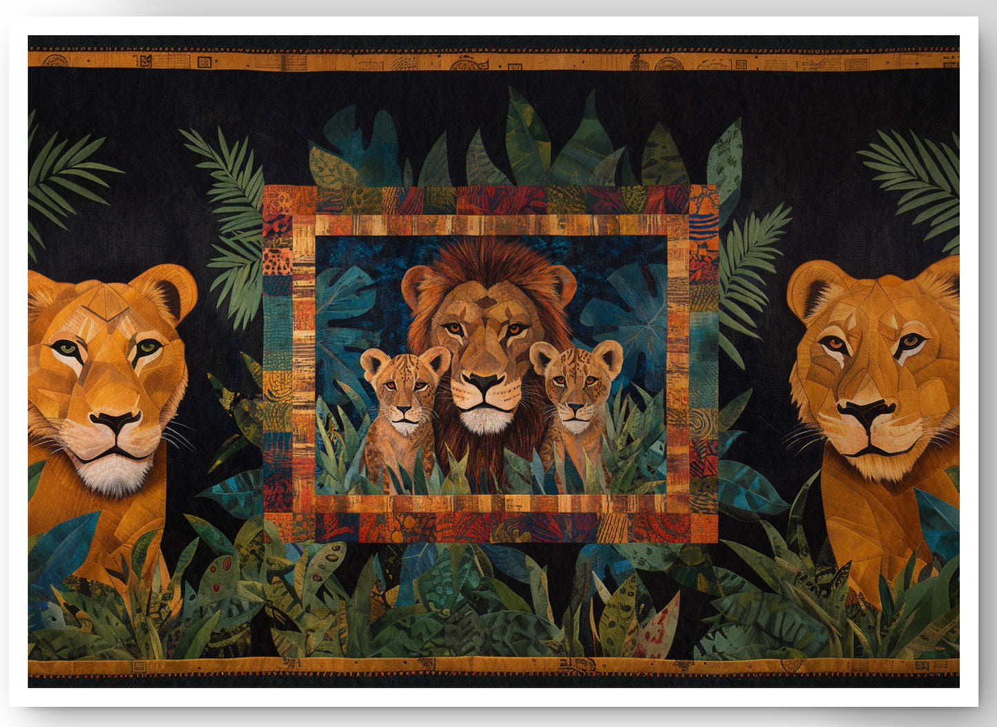 Lion Pride Jungle Black African American canvas print by MoomZee Artwork