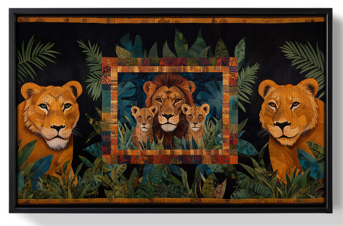 Framed Lion Pride Jungle Black African American canvas print for home decor