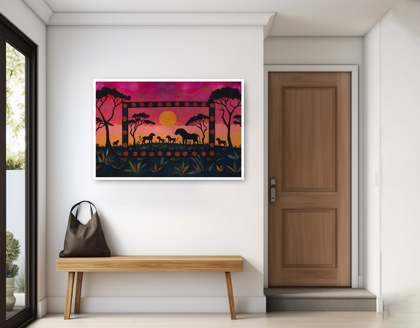 Safari Sunset Silhouette African American canvas print home decor view