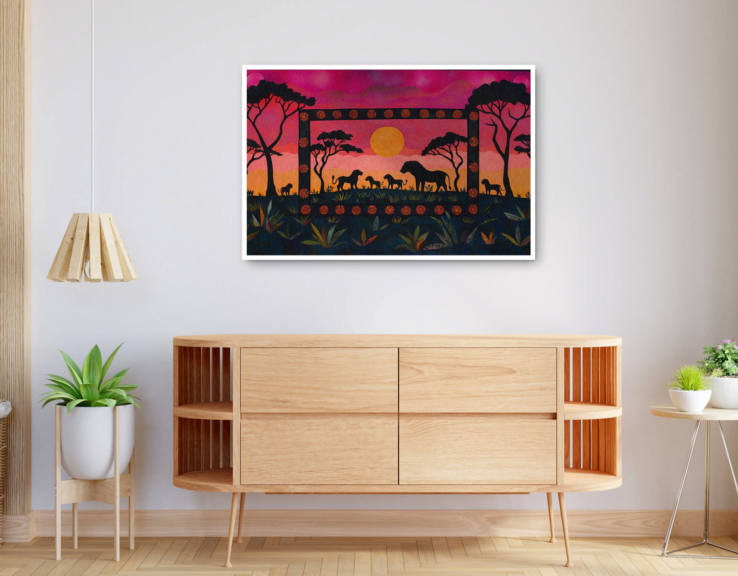 Alternate view of Safari Sunset Silhouette African American canvas print